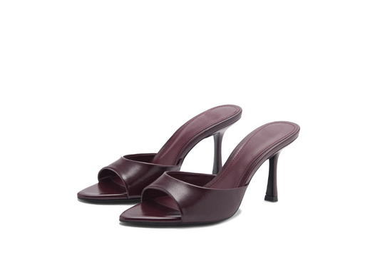 Wine Leather Mule Heel - Milan