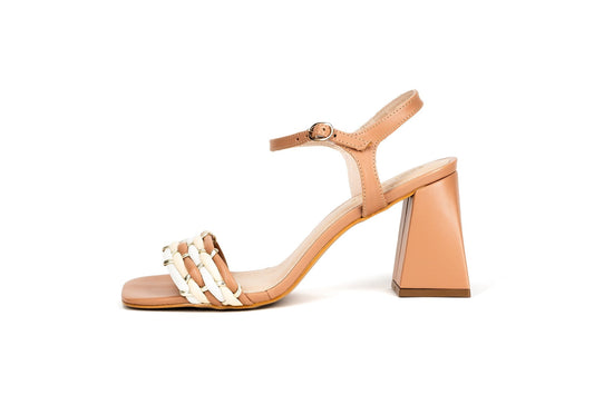 Eli Block Heel Sandal Nude Heels by Sole Shoes NZ H31B-36