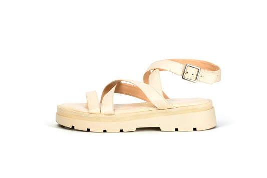 Sofia Sandal Cream Flats by Sole Shoes NZ F28C-36