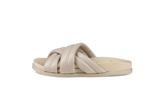 Zen Leather Slides Cream- PREORDER Flats by Sole Shoes NZ F21-36