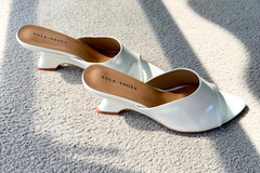 White Leather Wedge Mule – Cleo