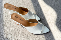 White Leather Wedge Mule – Cleo