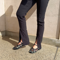 Black Floral Mesh Ballet Flat – Elise