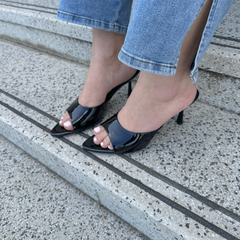 Black Patent Leather Mule Heel - Milan