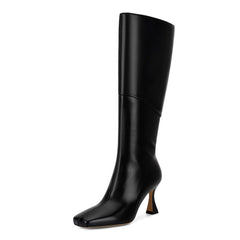 Black Leather Knee-High Boots – Lila (PREORDER)