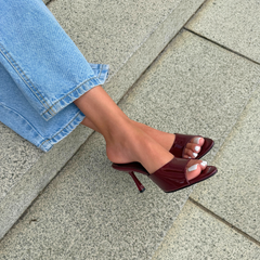 Wine Leather Mule Heel - Milan