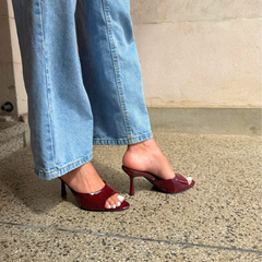 Wine Leather Mule Heel - Milan