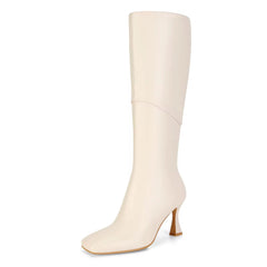 Cream Leather Knee-High Boots – Lila (PREORDER)