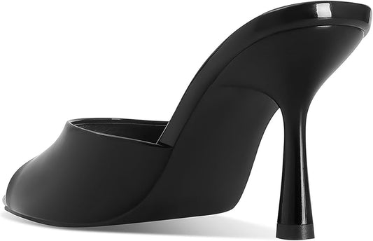 Black Patent Leather Mule Heel - Milan