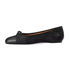 Black Leather Ballet Flats – Amelie (PREORDER)