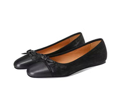 Black Leather Ballet Flats – Amelie (PREORDER)
