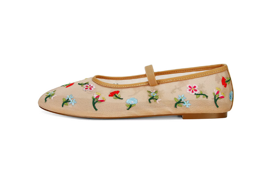 Black Floral Mesh Ballet Flat – Elise