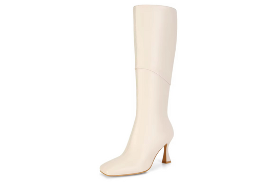Cream Leather Knee-High Boots – Lila (PREORDER)