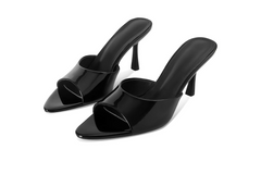 Black Patent Leather Mule Heel - Milan