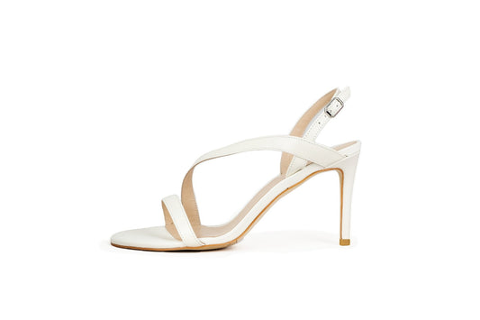 Ariana Strappy Sandal White Heels by Sole Shoes NZ H18-36