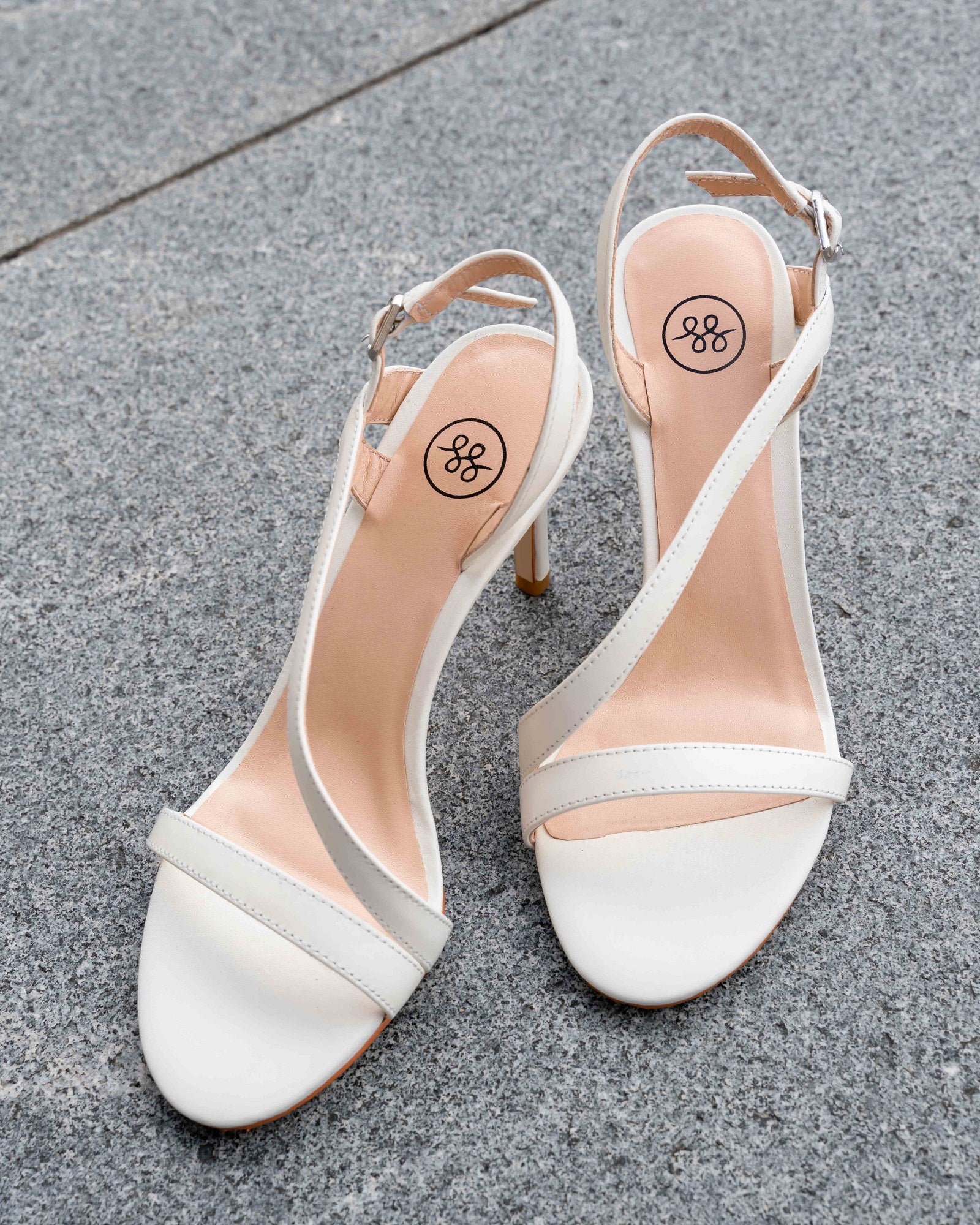 Ariana Strappy Sandal White Heels by Sole Shoes NZ H18-36