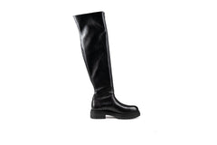 Chester Knee High Combat Boot Black Boots by Sole Shoes NZ LB5-36W