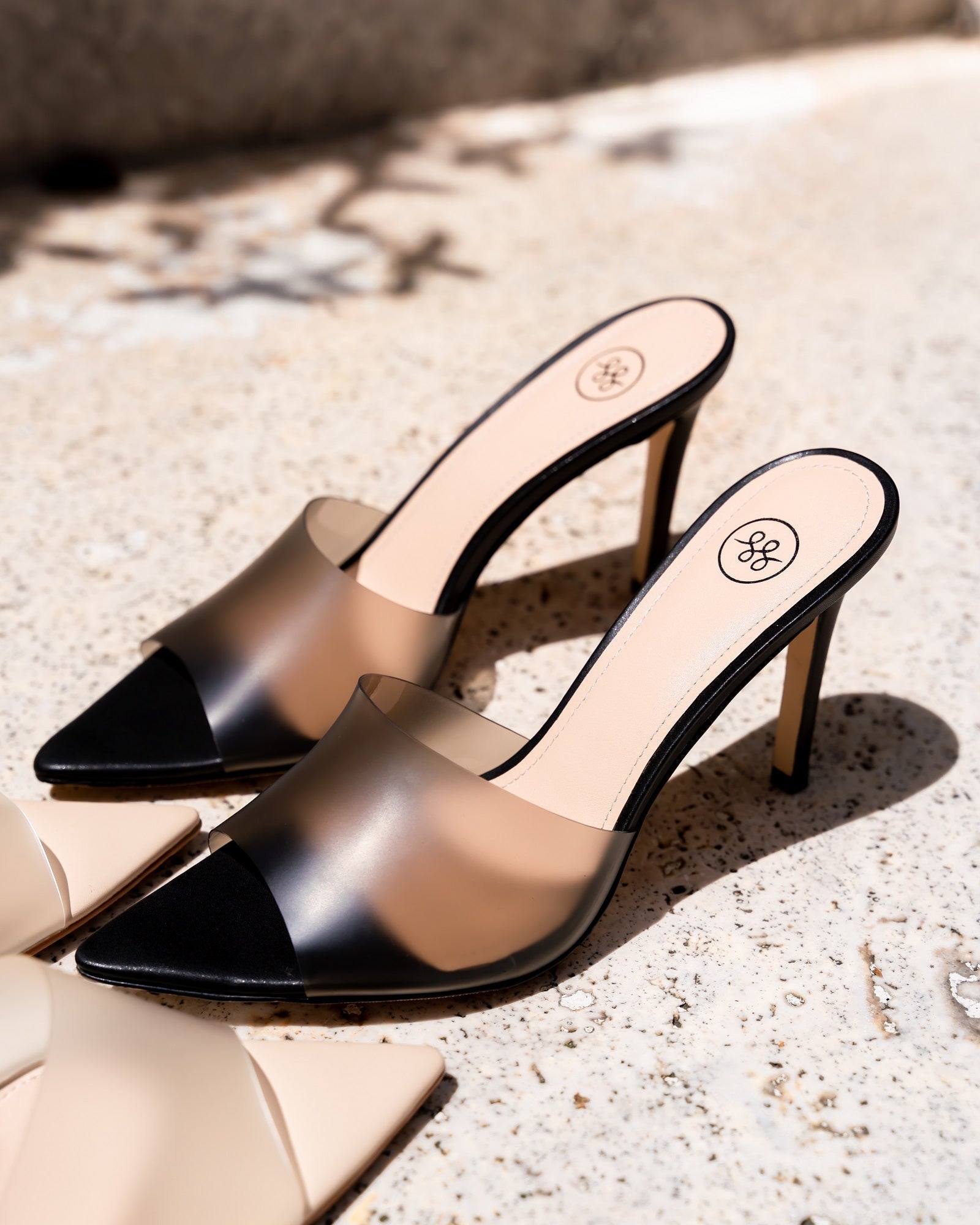 Almond Toe Mule Black Heels Buy Only Womens Coco Chain Mule Heels