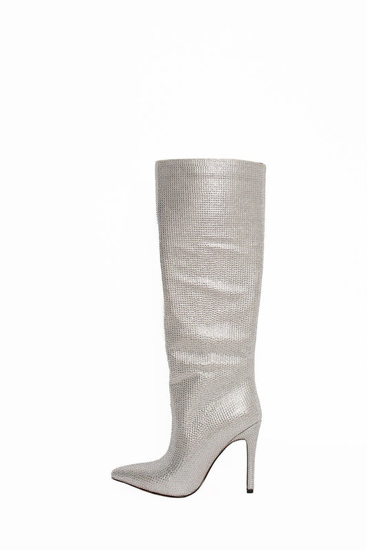 Dixie Rhinestone Boot Silver Boots by Sole Shoes NZ LB9-36