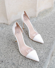 Lizzy Leather Heels White - PREORDER Heels by Sole Shoes NZ H15-37