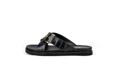 Lucy Leather Slides Black Flats by Sole Shoes NZ F16-36
