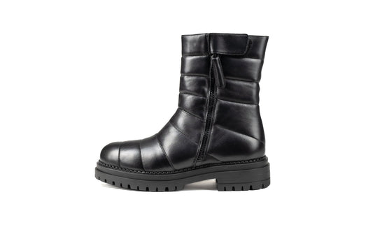 Olivia Combat Boot Black Boots by Sole Shoes NZ AB15-36