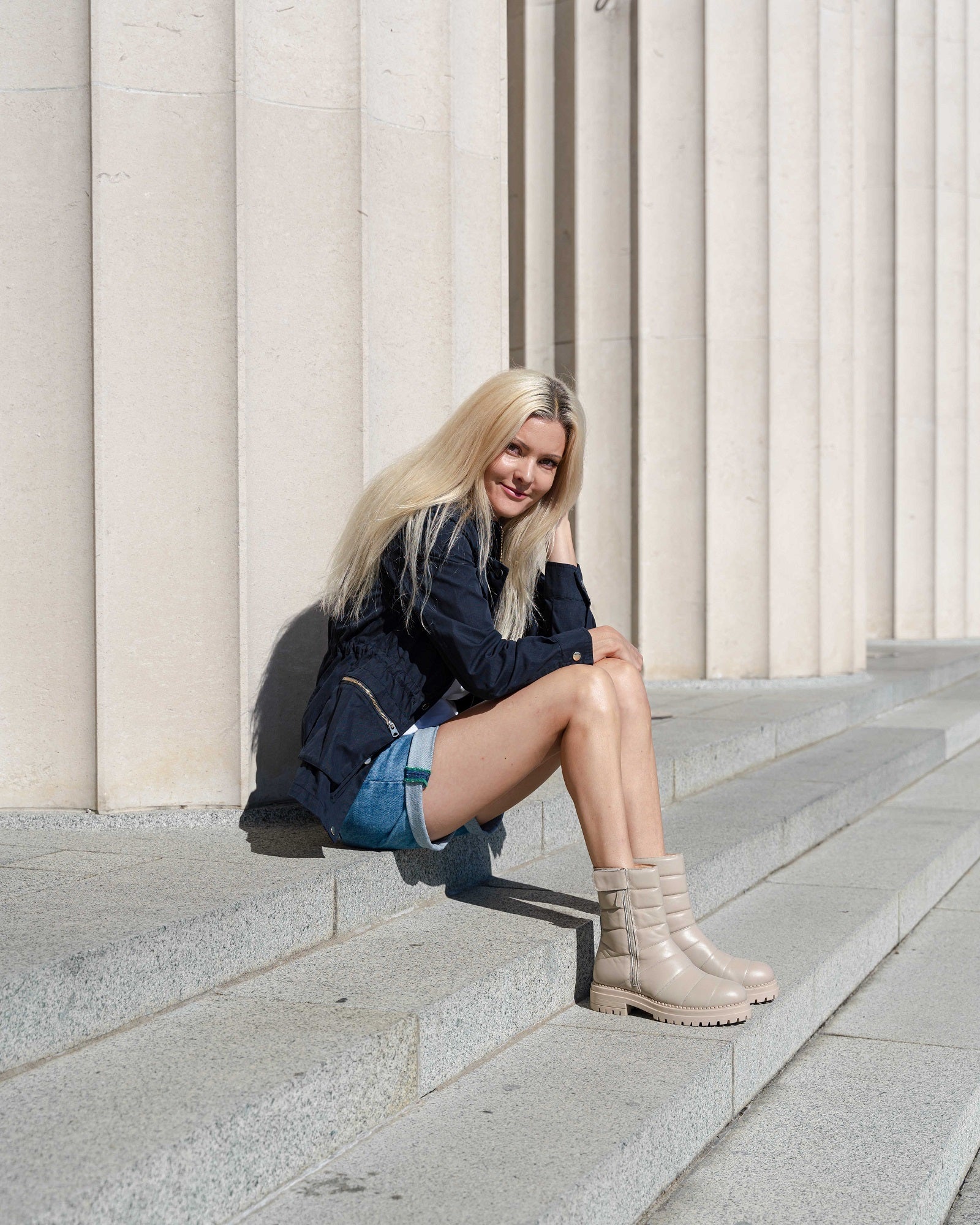Olivia Combat Boot Cream Boots by Sole Shoes NZ AB15-36