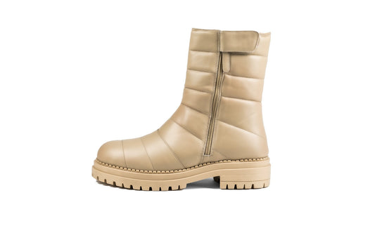 Olivia Combat Boot Cream Boots by Sole Shoes NZ AB15-36