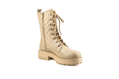 Riley Combat Boot Cream Boots by Sole Shoes NZ AB13-36