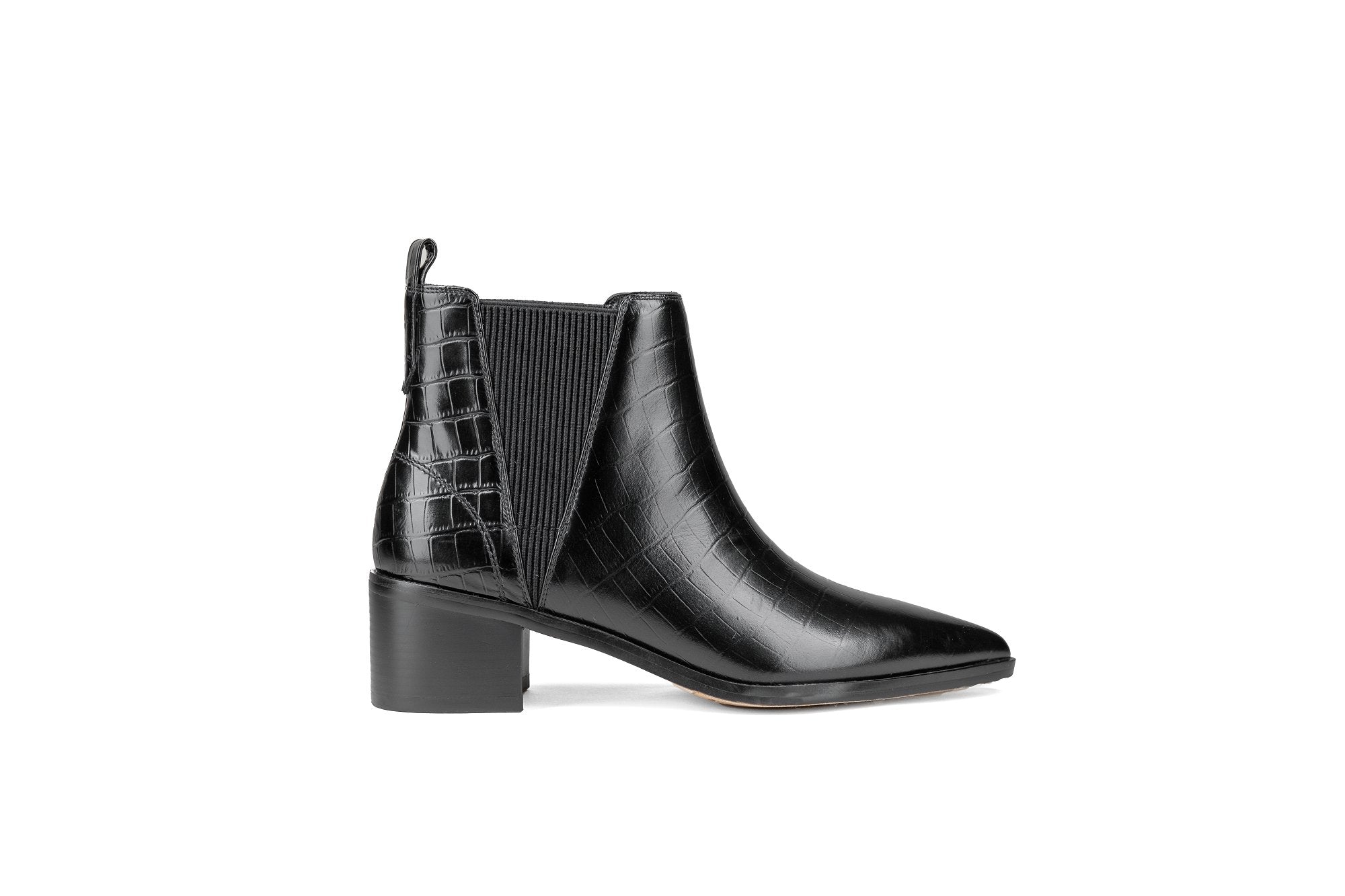 River Croco Leather Ankle Boot Black Boots by Sole Shoes NZ AB17-36