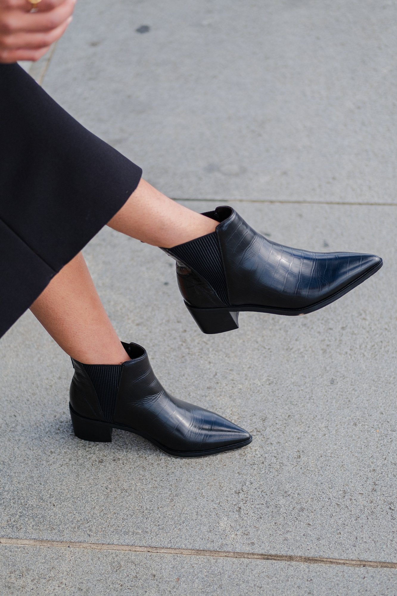 River Croco Leather Ankle Boot Black Boots by Sole Shoes NZ AB17-36