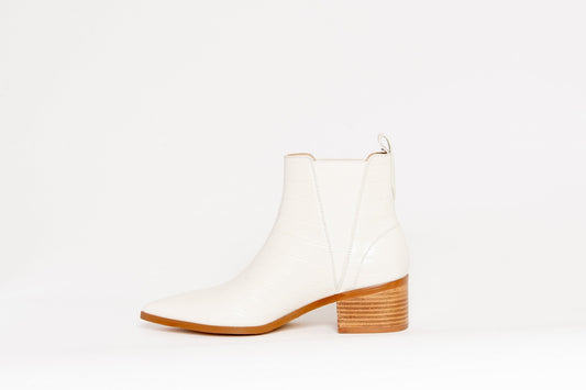 River Croco Leather Ankle Boot Cream Boots by Sole Shoes NZ AB17-36