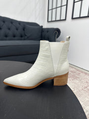 River Croco Leather Ankle Boot Cream Boots by Sole Shoes NZ AB17-36