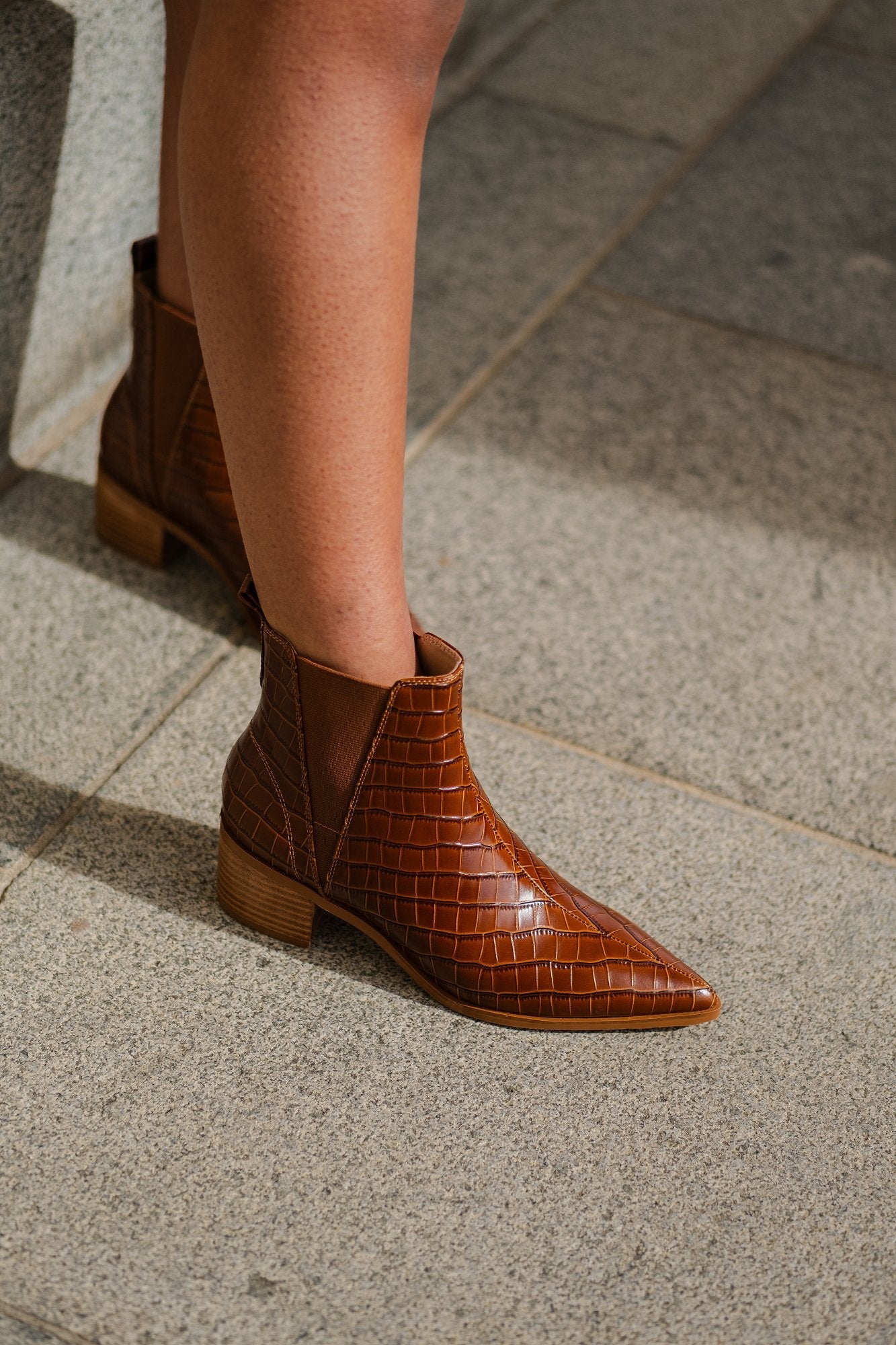 River Croco Leather Ankle Boot Tan Boots by Sole Shoes NZ AB17-36