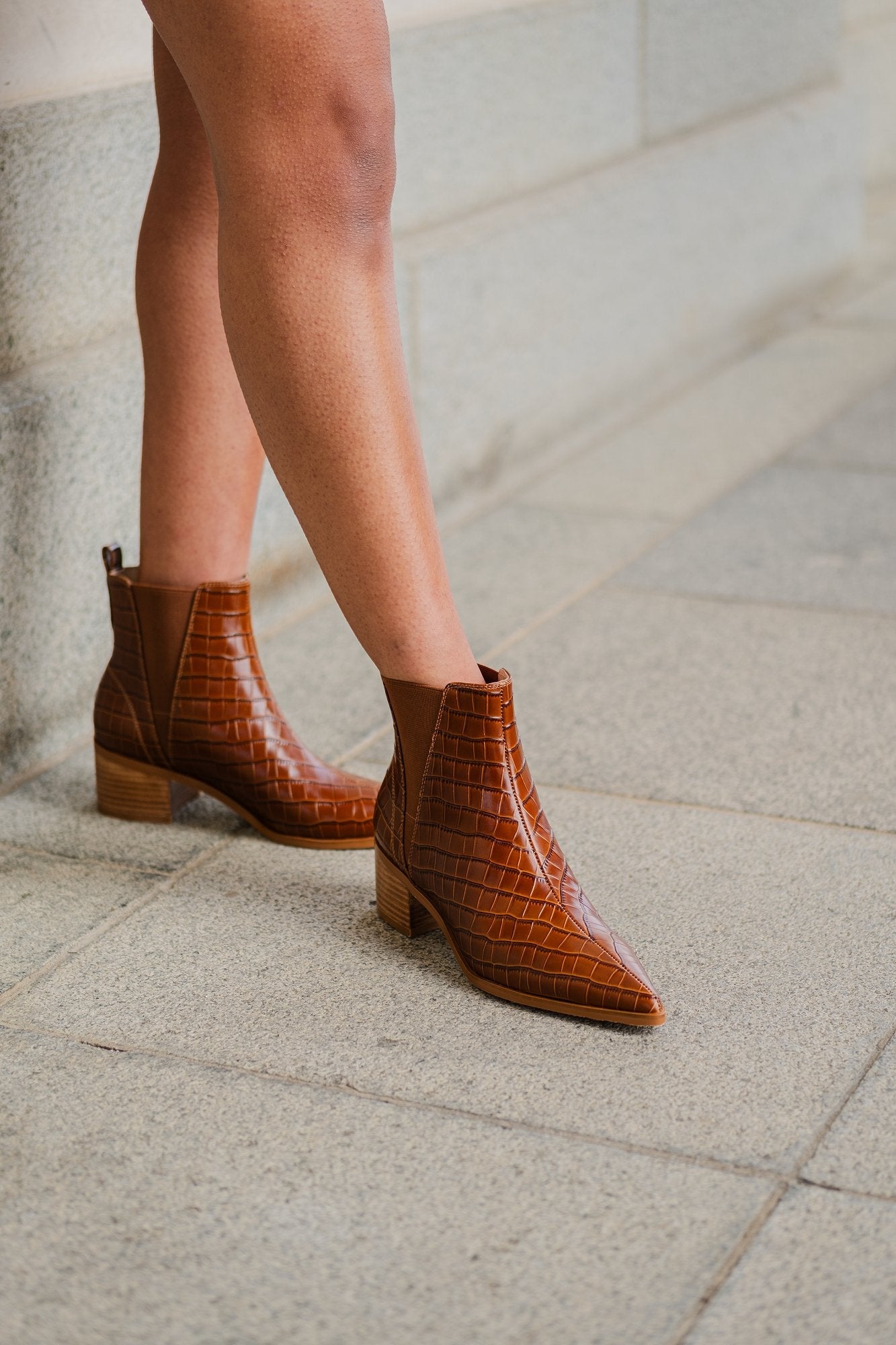 River Croco Leather Ankle Boot Tan Boots by Sole Shoes NZ AB17-36