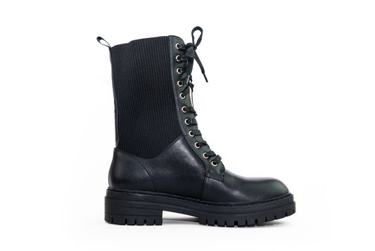 Ronny Combat Boot Black Boots by Sole Shoes NZ AB9-37