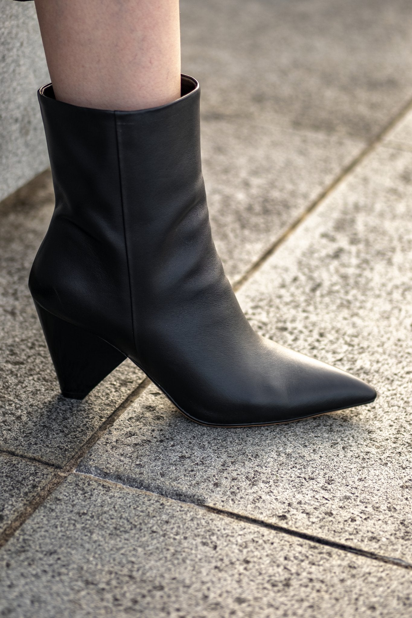 Black Leather Wedge Heel Ankle Boots – Tony – Sole Shoes