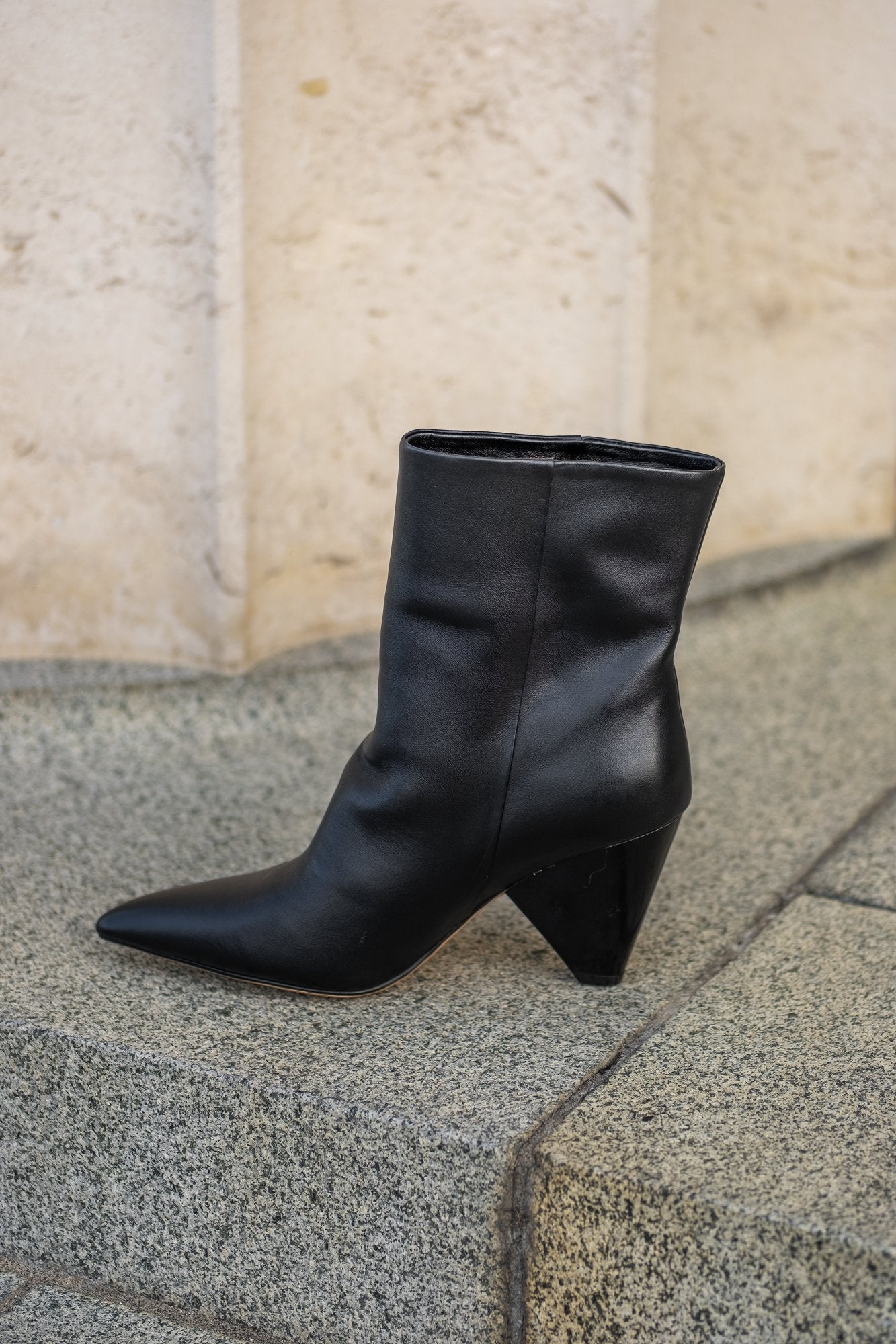 Tony Wedge Heel Boot Black Boots by Sole Shoes NZ AB18-36